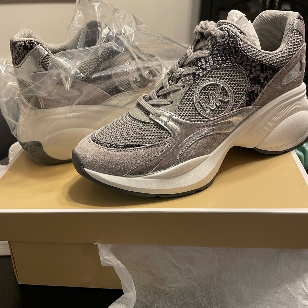 Michael Kors Gray Mesh Sneakers with Layered Panels
